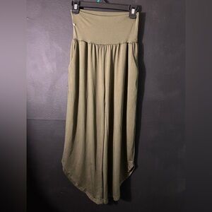 Olive Green Women's Flare Pants Gauchos Small Flare Capris